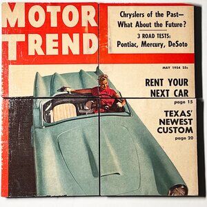 Motor Trend Magazine Cover as Drink Coasters Venus Fiberglass Sportscar May 1954